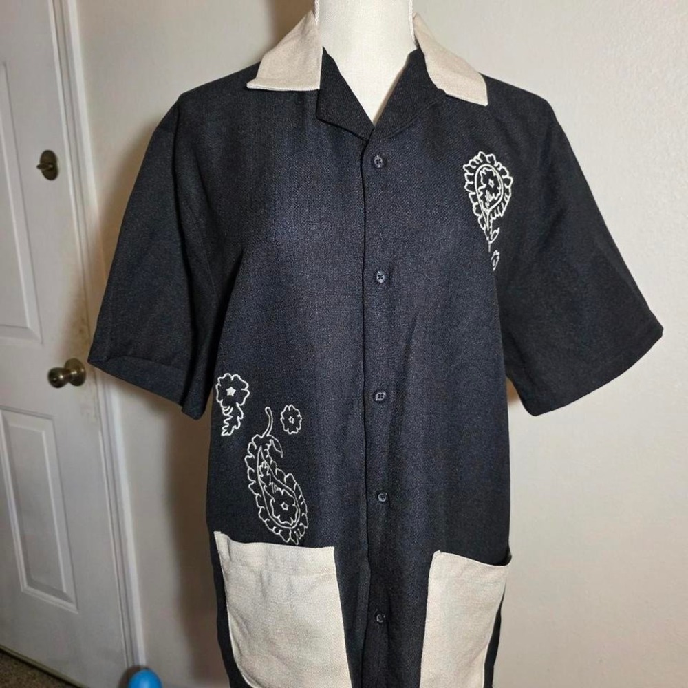 Black Retro‎ Bowling Shirt
